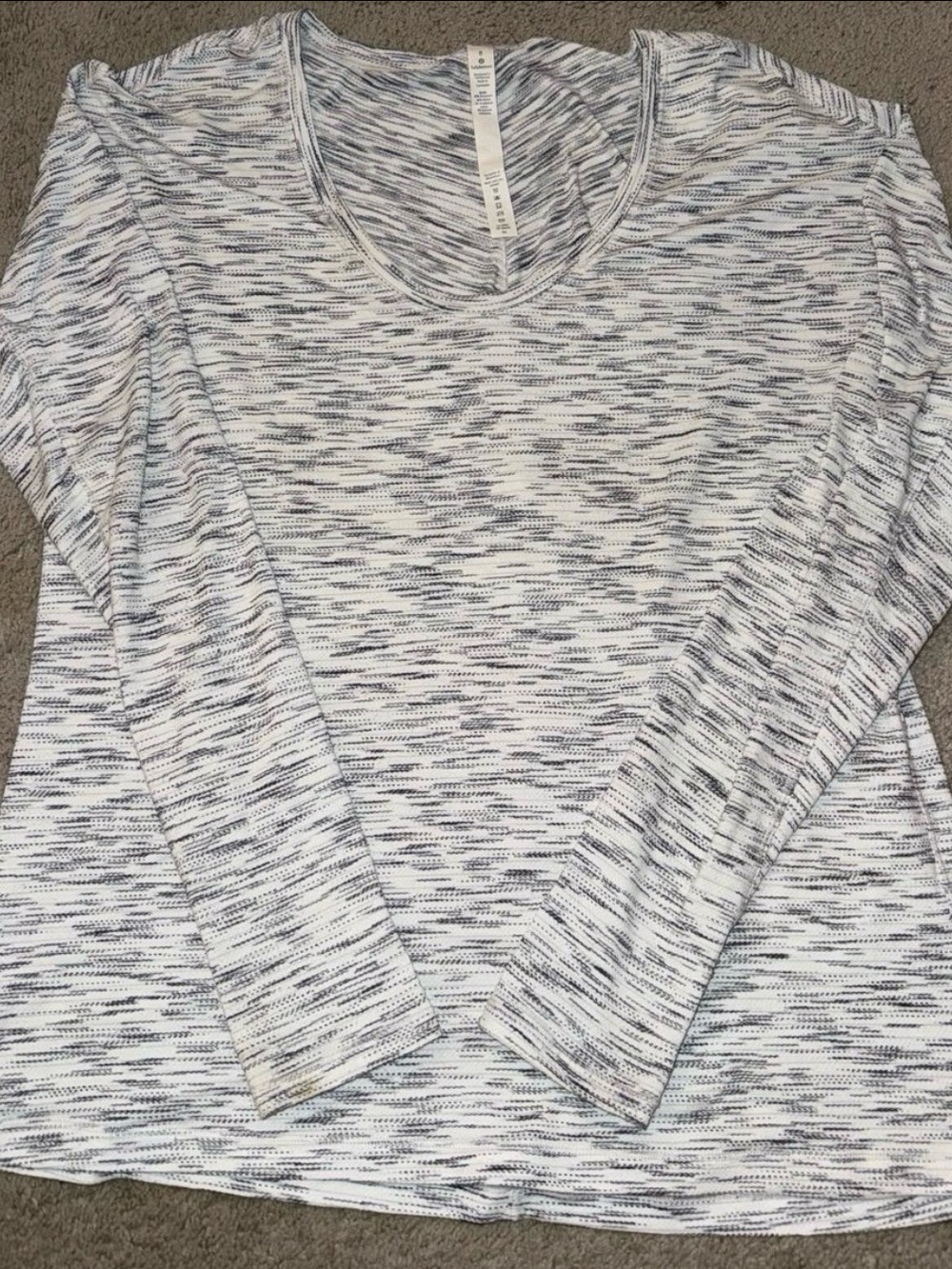 lululemon Light Gray & White Space-Dye Long Sleeve Tee
